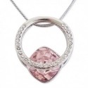 Collier à pendentif en forme de bague avec fausse pierre rose