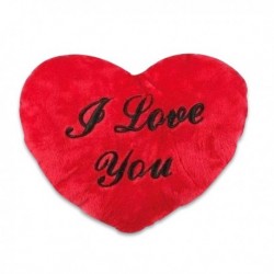 Coussin peluche en forme de cœur I Love You