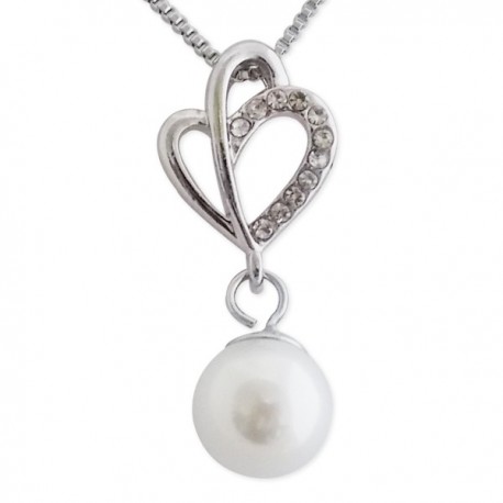 Collier avec pendentif à strass et fausse perle