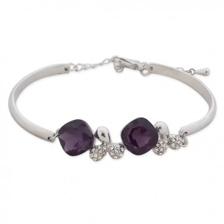 Bracelet argenté et deux faux cristaux violets