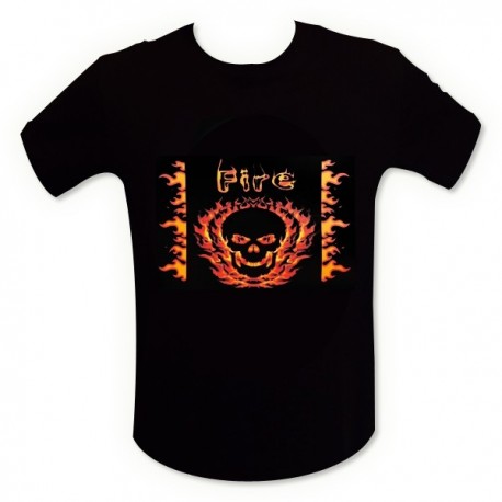 T-shirt tête de mort en flamme LED