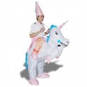 Costume gonflable magicien assis à dos de licorne