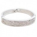 Bracelet argenté large et strass blancs