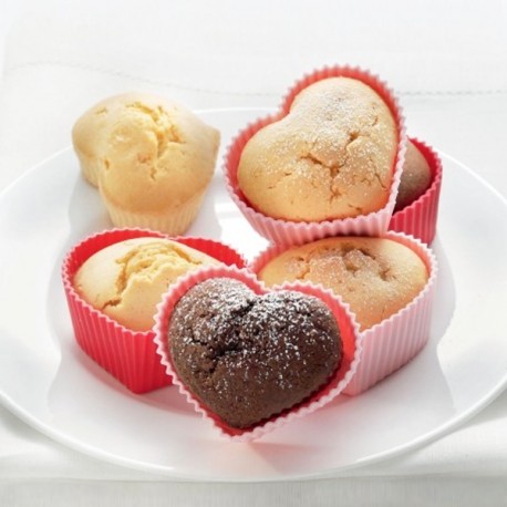 Moule silicone 6 muffins coeur