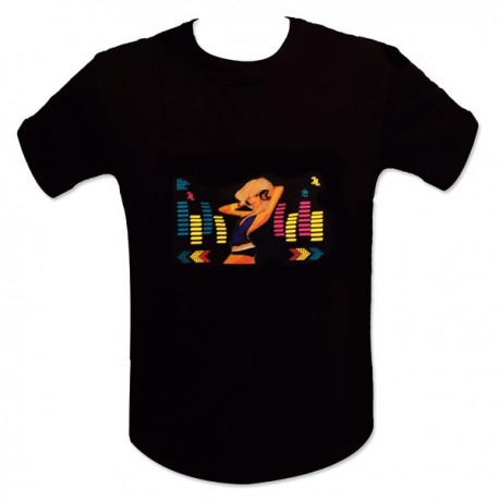 T-shirt noir DJ femme blonde LED