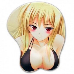 Tapis de souris relief manga blonde en bikini noir