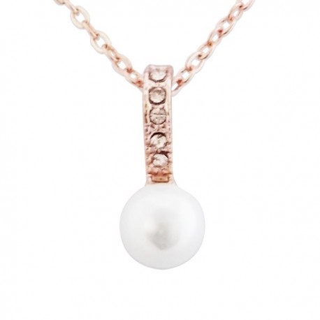 Collier aspect doré à pendentif brillant au strass serti d’une perle nacrée