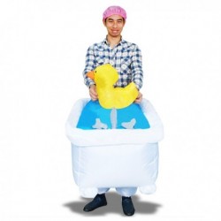 Costume gonflable homme dans sa baignoire