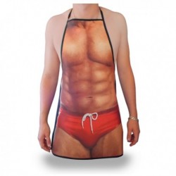 Tablier homme musclé en shorty rouge