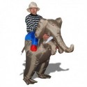 Costume gonflable aventurier enfourchant un éléphant
