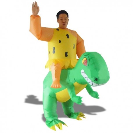 Costume Cro-Magnon à dos de dinosaure gonflable