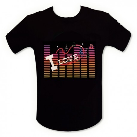 T-shirt "I Love musique" à lumières LED 