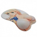 Tapis de souris en relief fille manga sexy blonde et nœud bleu 