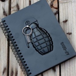 Carnet de note couverture grenade en 3D