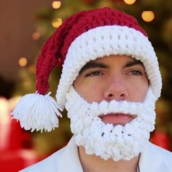 Masque de Père Noël bonnet rouge à barbe blanche pour adulte