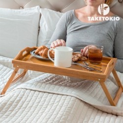 Plateau avec pieds pour petit-déjeuner au lit fabriqué en bambou 