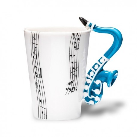 Mug musique avec poignée saxophone bleu