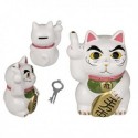 Tirelire chat maneki-neko avec doigt d’honneur 