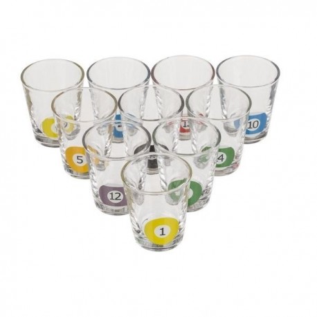 Verres shooters avec plateau en forme de triangle de Billard (10 Verres)