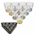 Verres shooters avec plateau en forme de triangle de Billard (10 Verres)