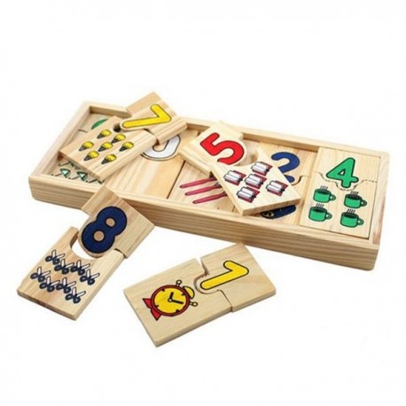 Puzzle en bois association chiffres et images Montessori 