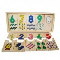 Puzzle en bois association chiffres et images Montessori 