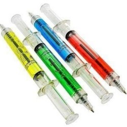 Stylo à bille en forme de seringue colorée