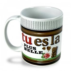 Tasse parodie pot de nutella « tu es la plus belle » 