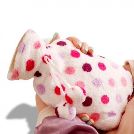 Bouillotte en caoutchouc et housse en peluche douce 21 cm 