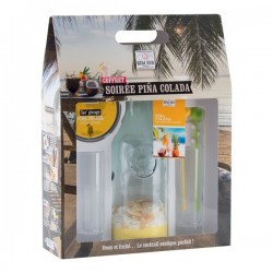 Coffret cocktail exotique soirée Piña Colada en carafe et 2 verres