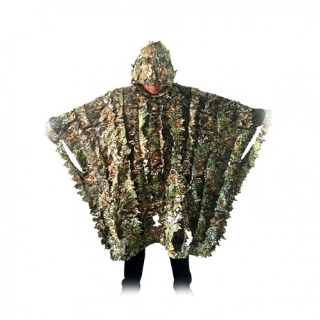 Poncho en polyester camouflage imitation feuilles mortes