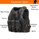 Gilet tactique ajustable noir multipoches