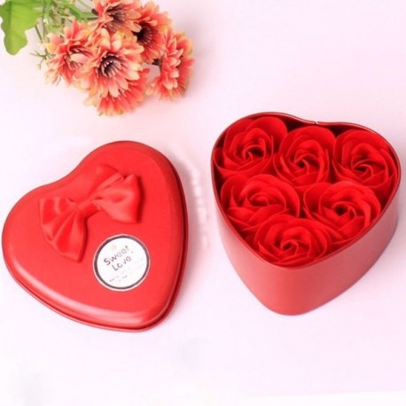 Savons Roses Rouges (6 Pièces) en Boîte Cadeau: Élégance et Fraîcheur pour votre Salle de Bain