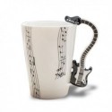 Tasse blanche anse guitare électrique noire