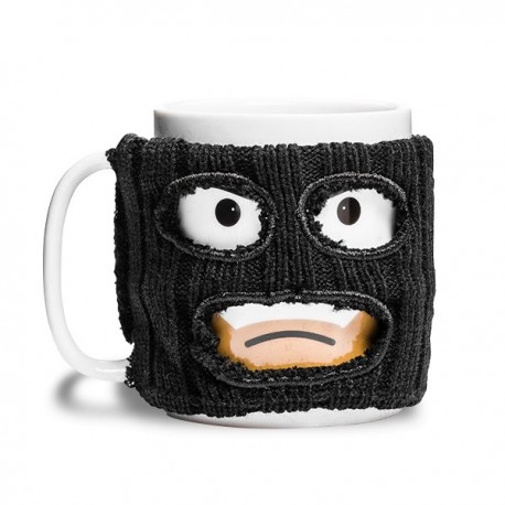 Mug bandit avec cagoule noire amovible