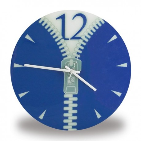 Horloge murale zip bleue