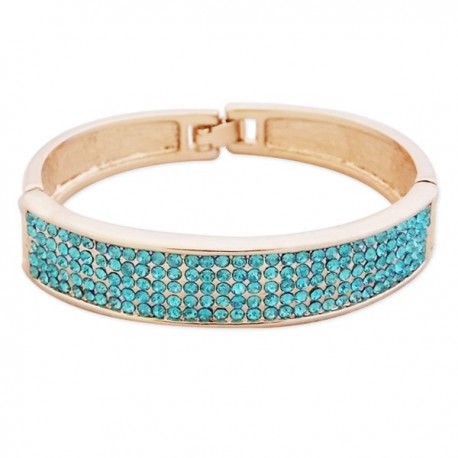Bracelet doré avec strass bleus turquoises