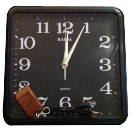 Horloge murale carrée avec caméra espion 4Go