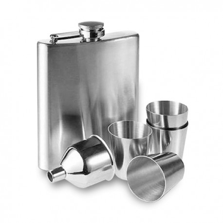 Flasque inox et accessoires en coffret