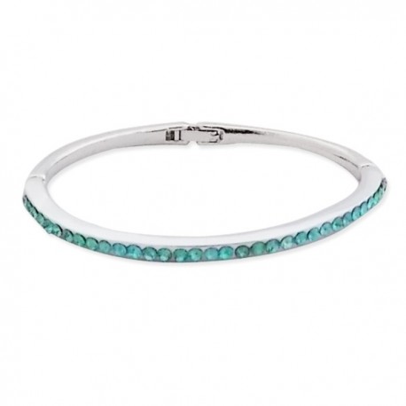 Bracelet fin rigide argenté à strass bleu