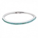 Bracelet fin rigide argenté à strass bleu