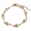 Bracelet fantaisie doré faux cristaux verts