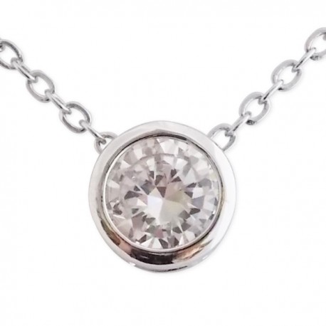 Collier argenté à pendentif gros strass 