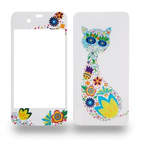 Autocollants motif chat fleuri pour iPhone 4