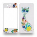 Autocollants motif chat fleuri pour iPhone 4