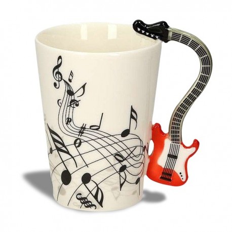 Mug avec poignée guitare électrique rouge 