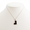 Collier pendentif coeur noir et strass