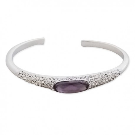 Bracelet argenté avec strass et faux cristal mauve