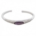 Bracelet argenté avec strass et faux cristal mauve